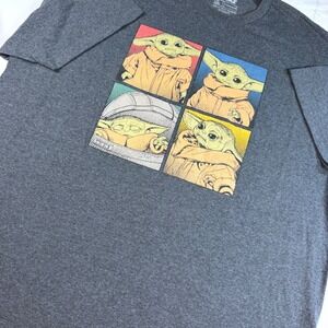 Star Wars T-Shirt Mens 2XL Charcoal Grey Grogu Baby Yoda Graphic Tee